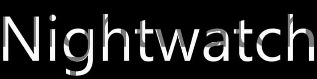 'Nightwatch' text with white and gray letters